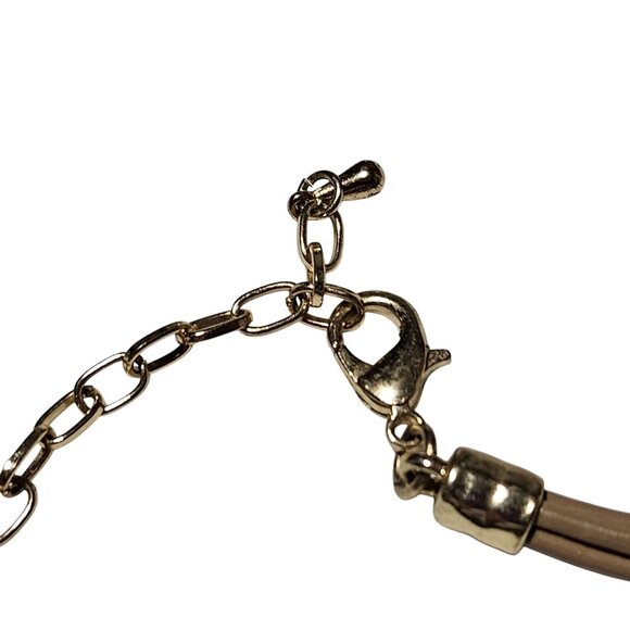 Boho Chic Mixed Metal Hammered Disc Statement Necklace Leather Cord Fashion - Picture 6 of 7